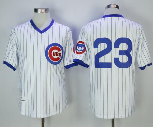 Mitchell And Ness 1987 Cubs #23 Ryne Sandberg White(Blue Strip) Throwback Stitched MLB Jersey